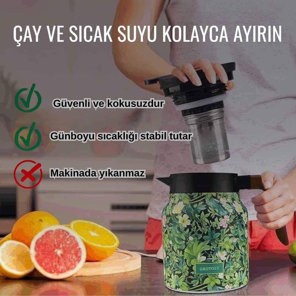 Vintage Çiçekli Çay Termosu