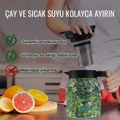 Vintage Çiçekli Çay Termosu